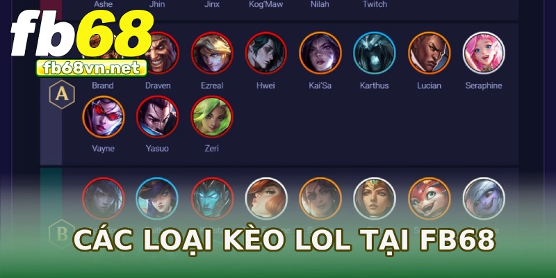 Các loại kèo LOL tại FB68